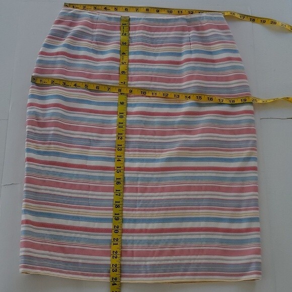 OSCAR DE LA RENTA STRIPED SKIRT WHITE PINK BLUE YELLOW SIZE 10 - Picture 10 of 10